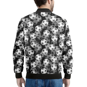 Black And White Soccer Ball Print Men's Bomber Jacket
