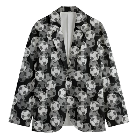 Black And White Soccer Ball Print Men's Cotton Blazer