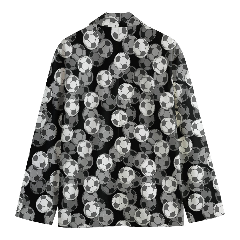 Black And White Soccer Ball Print Men's Cotton Blazer