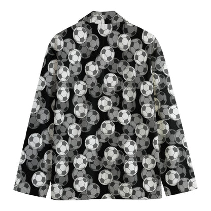 Black And White Soccer Ball Print Men's Cotton Blazer