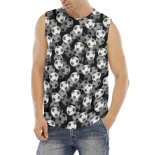 Black And White Soccer Ball Print Men's Fitness Tank Top