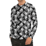 Black And White Soccer Ball Print Men's Long Sleeve Rash Guard