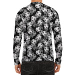 Black And White Soccer Ball Print Men's Long Sleeve Rash Guard