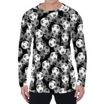 Black And White Soccer Ball Print Men's Long Sleeve T-Shirt