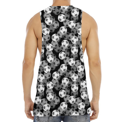 Black And White Soccer Ball Print Men's Muscle Tank Top
