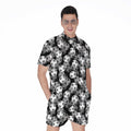 Black And White Soccer Ball Print Men's Romper