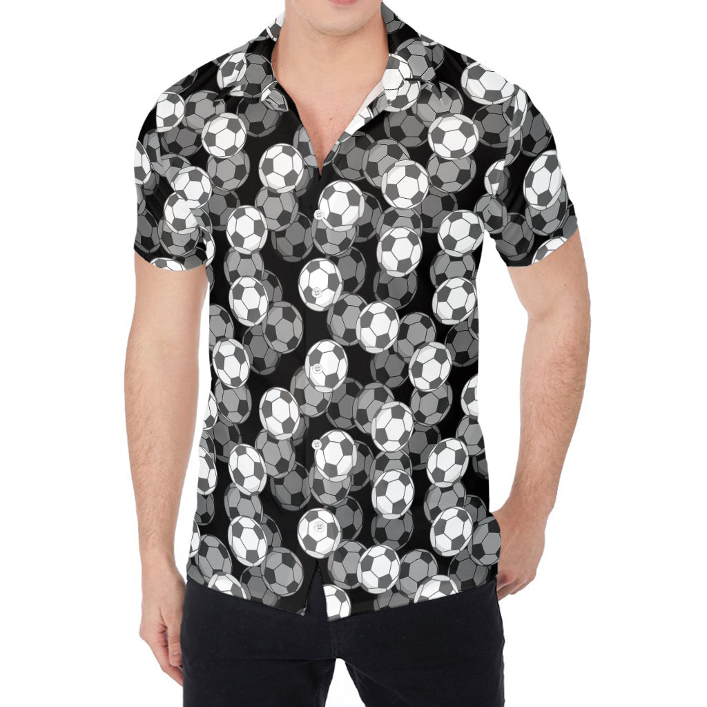 Black And White Soccer Ball Print Men's Shirt
