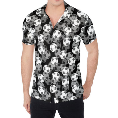 Black And White Soccer Ball Print Men's Shirt