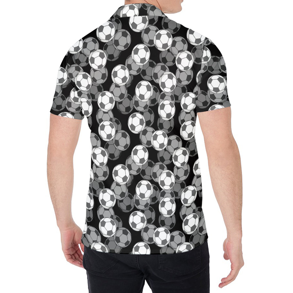 Black And White Soccer Ball Print Men's Shirt