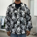 Black And White Soccer Ball Print Men's Shirt Jacket