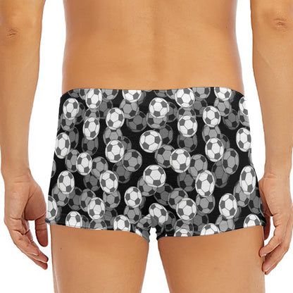 Black And White Soccer Ball Print Men's Short Boxer Briefs