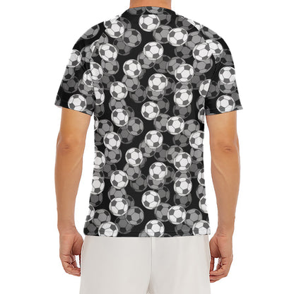 Black And White Soccer Ball Print Men's Short Sleeve Rash Guard