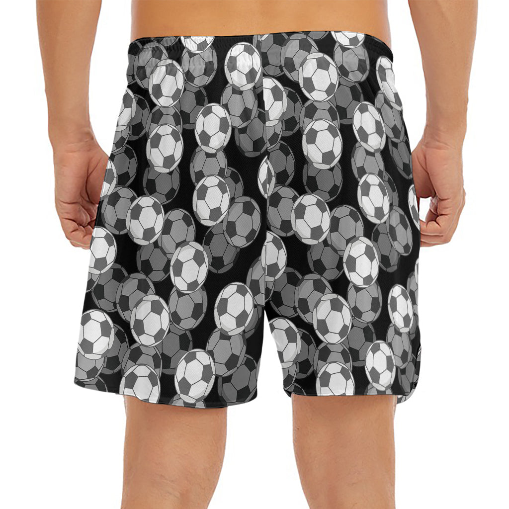 Black And White Soccer Ball Print Men's Split Running Shorts