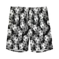 Black And White Soccer Ball Print Men's Athletic Shorts