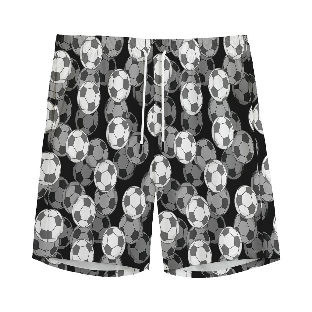 Black And White Soccer Ball Print Men's Sports Shorts