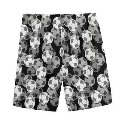 Black And White Soccer Ball Print Men's Sports Shorts