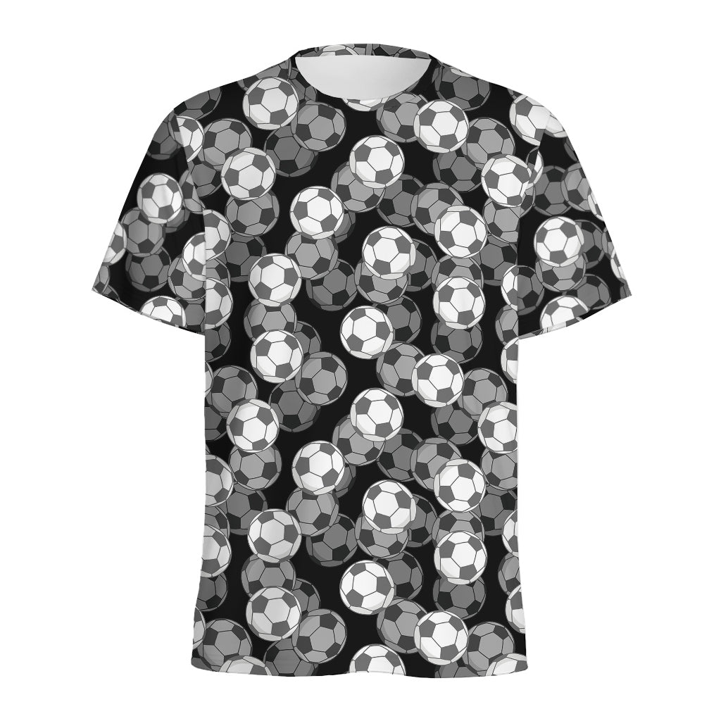 Black And White Soccer Ball Print Men's Sports T-Shirt