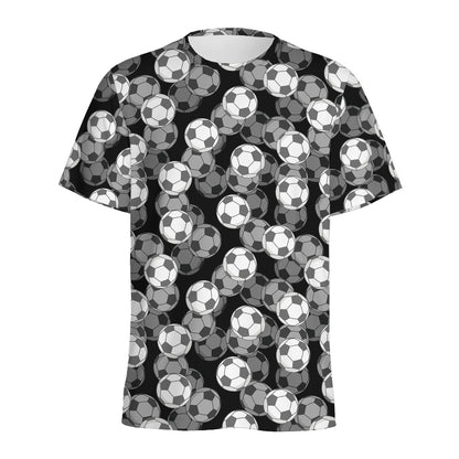 Black And White Soccer Ball Print Men's Sports T-Shirt