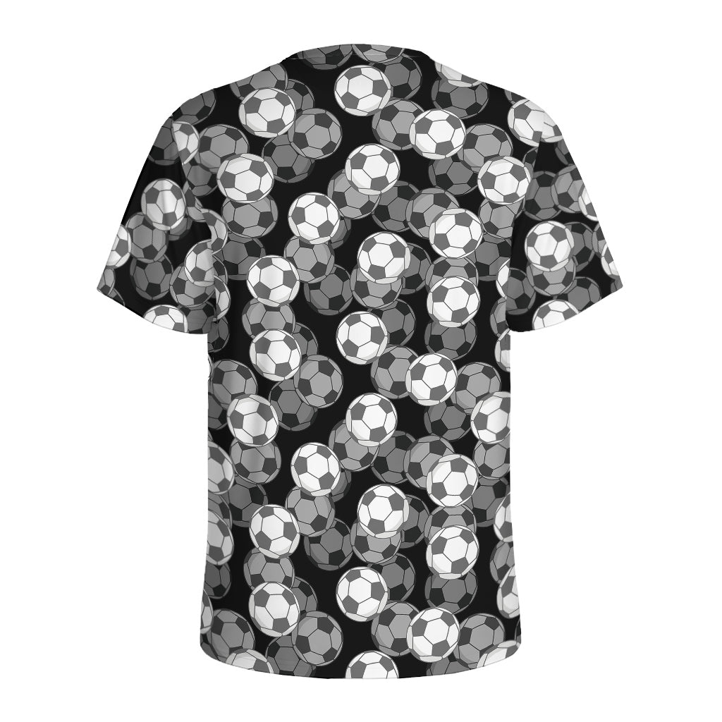 Black And White Soccer Ball Print Men's Sports T-Shirt