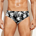 Black And White Soccer Ball Print Men's Swim Briefs