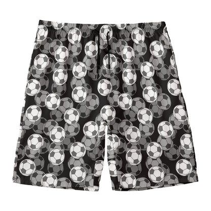 Black And White Soccer Ball Print Men's Swim Trunks