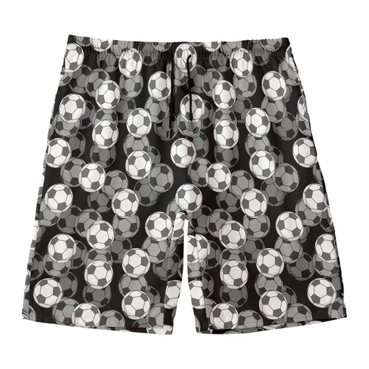 Black And White Soccer Ball Print Men's Swim Trunks