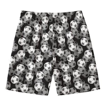 Black And White Soccer Ball Print Men's Swim Trunks
