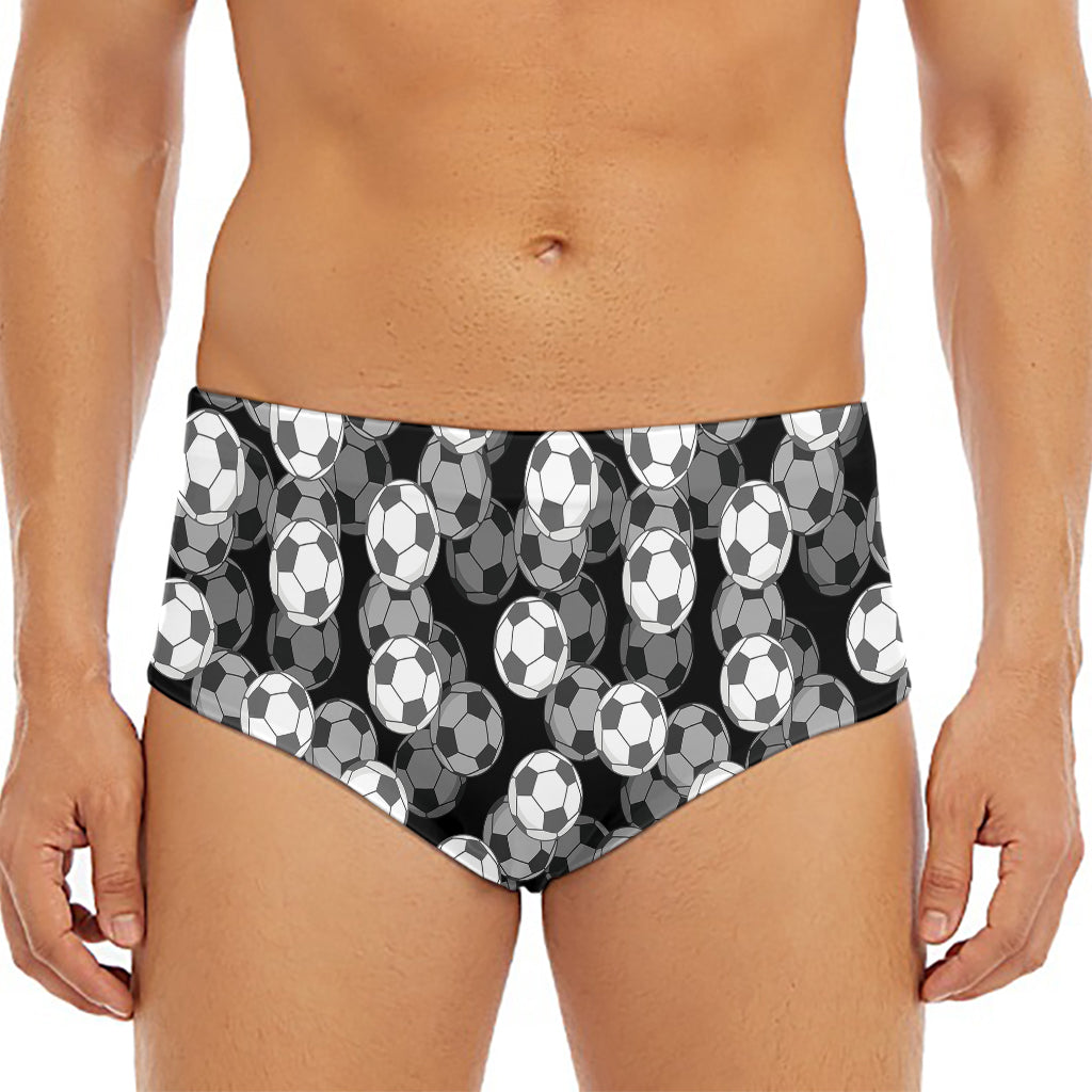 Black And White Soccer Ball Print Men's Triangle Swim Briefs