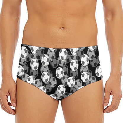 Black And White Soccer Ball Print Men's Triangle Swim Briefs