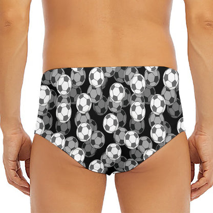 Black And White Soccer Ball Print Men's Triangle Swim Briefs