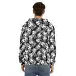 Black And White Soccer Ball Print Men's Velvet Pullover Hoodie