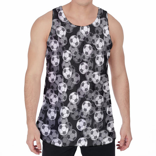 Black And White Soccer Ball Print Men's Velvet Tank Top