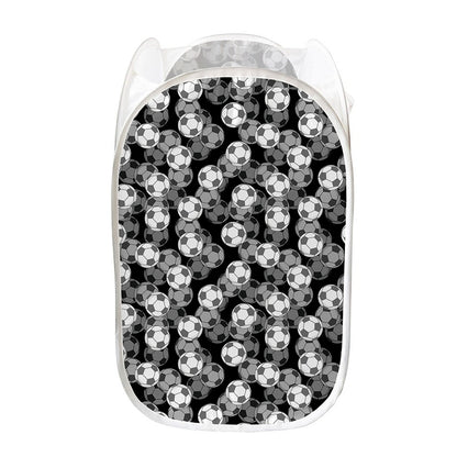 Black And White Soccer Ball Print Mesh Laundry Hamper