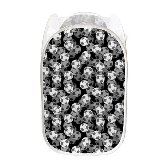 Black And White Soccer Ball Print Mesh Laundry Hamper