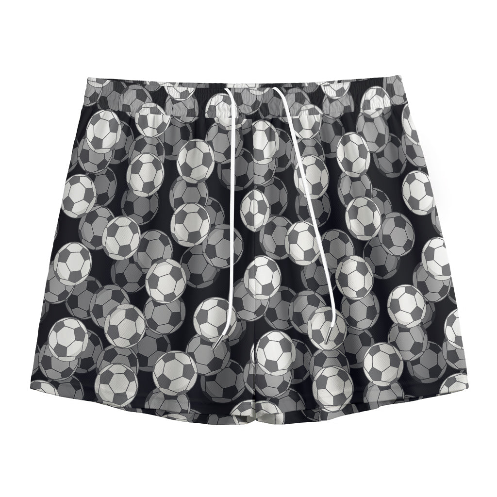 Black And White Soccer Ball Print Mesh Shorts