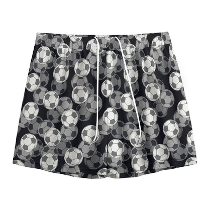 Black And White Soccer Ball Print Mesh Shorts