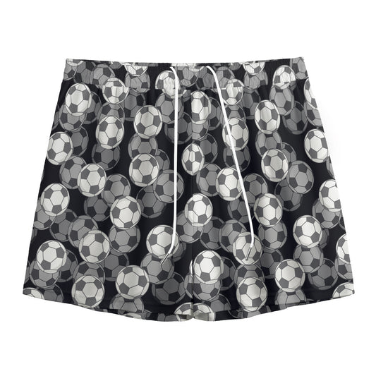 Black And White Soccer Ball Print Mesh Shorts