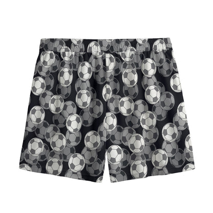 Black And White Soccer Ball Print Mesh Shorts