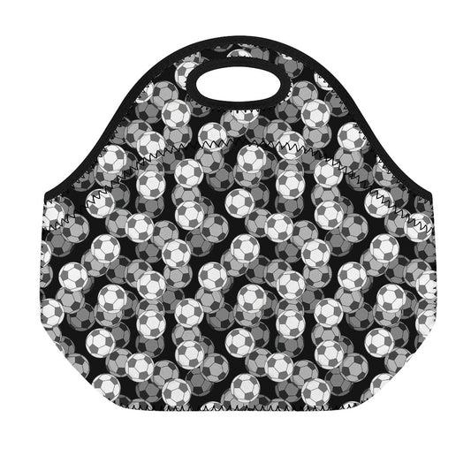 Black And White Soccer Ball Print Neoprene Lunch Bag