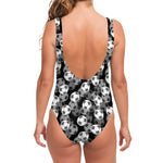Black And White Soccer Ball Print One Piece Swimsuit