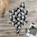 Black And White Soccer Ball Print One Shoulder Bodysuit