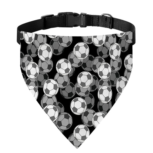 Black And White Soccer Ball Print Over The Collar Dog Bandana