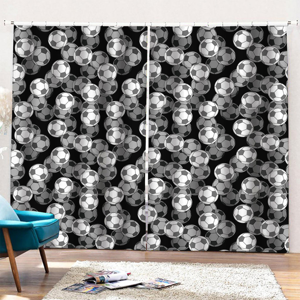 Black And White Soccer Ball Print Pencil Pleat Curtains