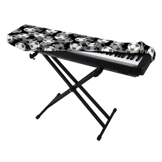 Black And White Soccer Ball Print Piano Keyboard Cover