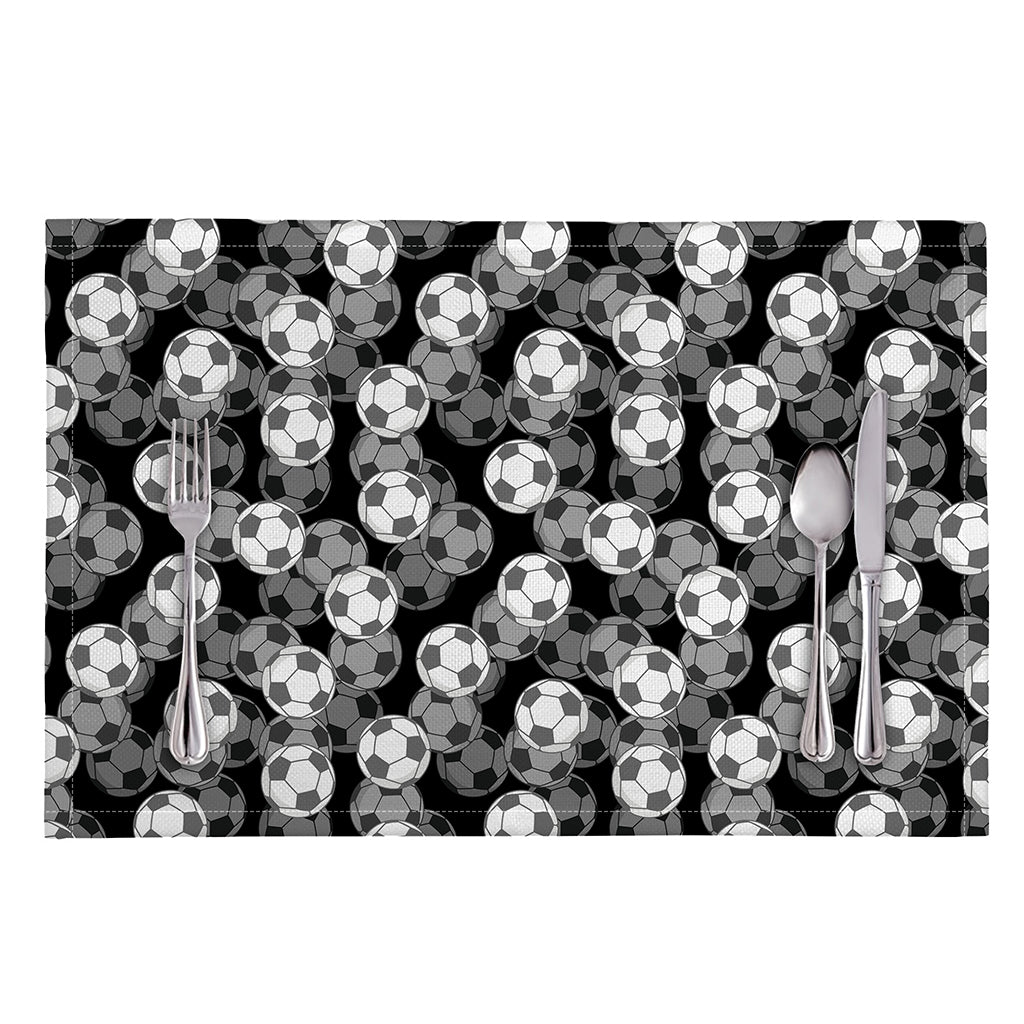 Black And White Soccer Ball Print Placemat