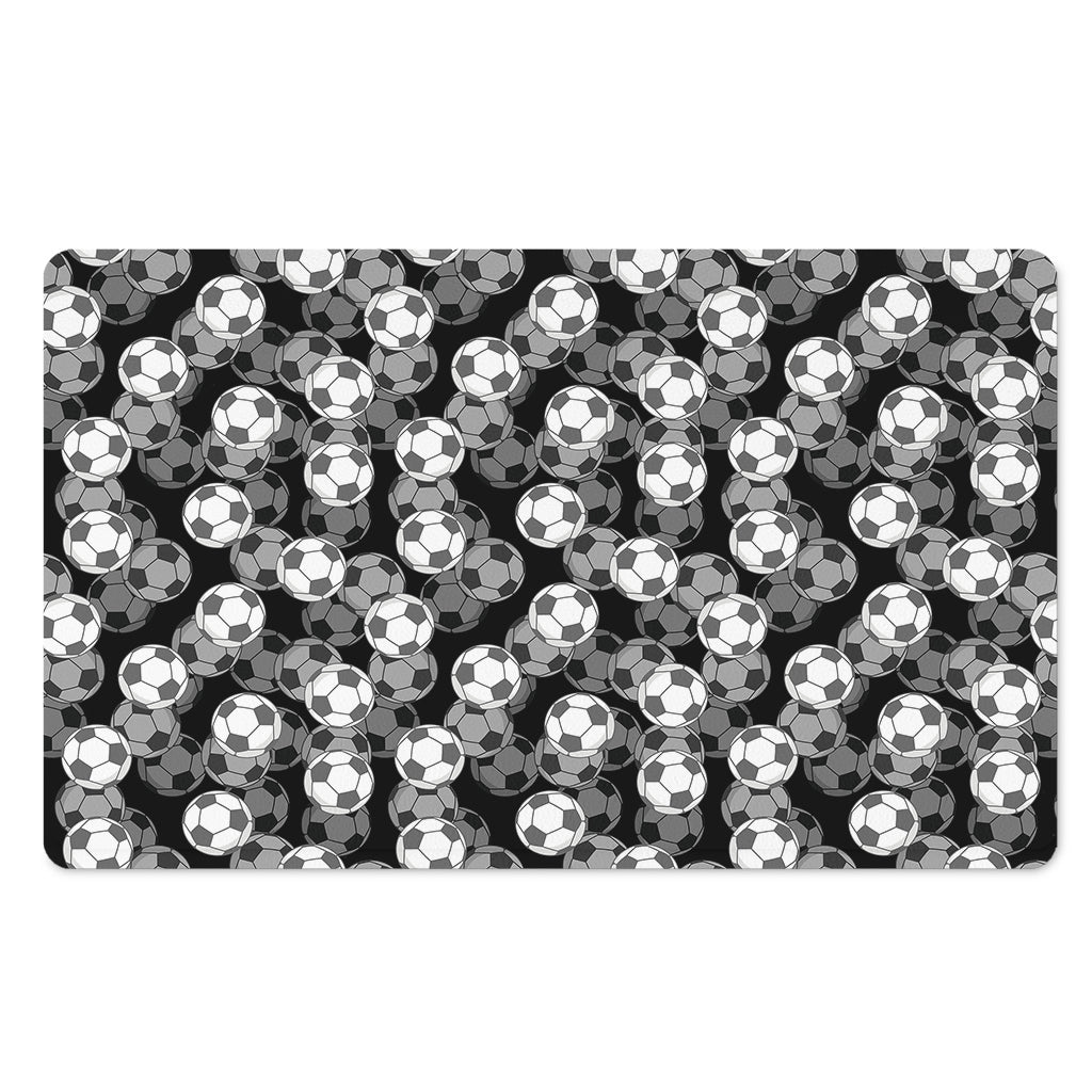 Black And White Soccer Ball Print Polyester Doormat