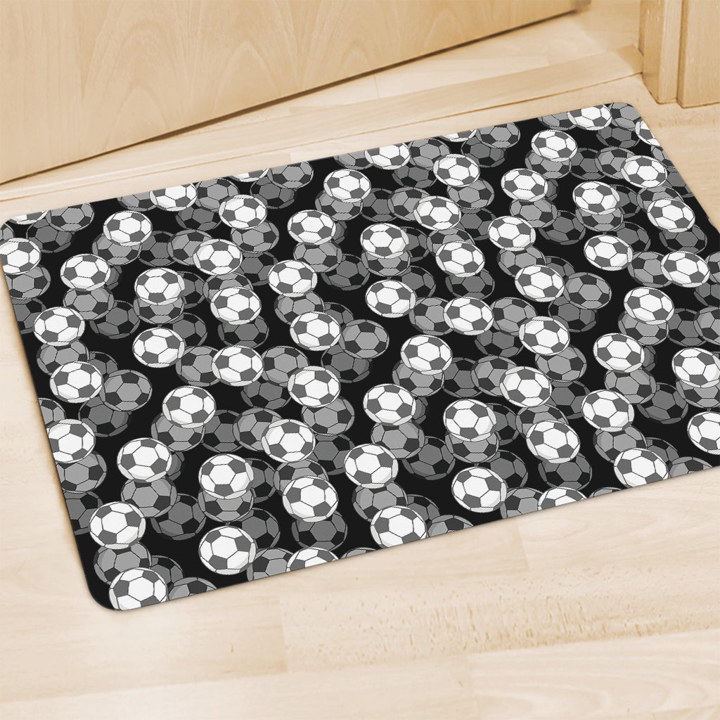 Black And White Soccer Ball Print Polyester Doormat