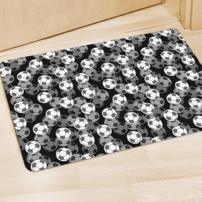 Black And White Soccer Ball Print Polyester Doormat