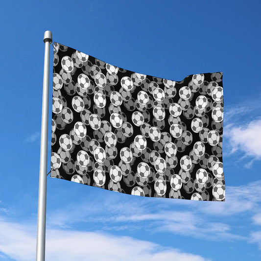 Black And White Soccer Ball Print Polyester Flag