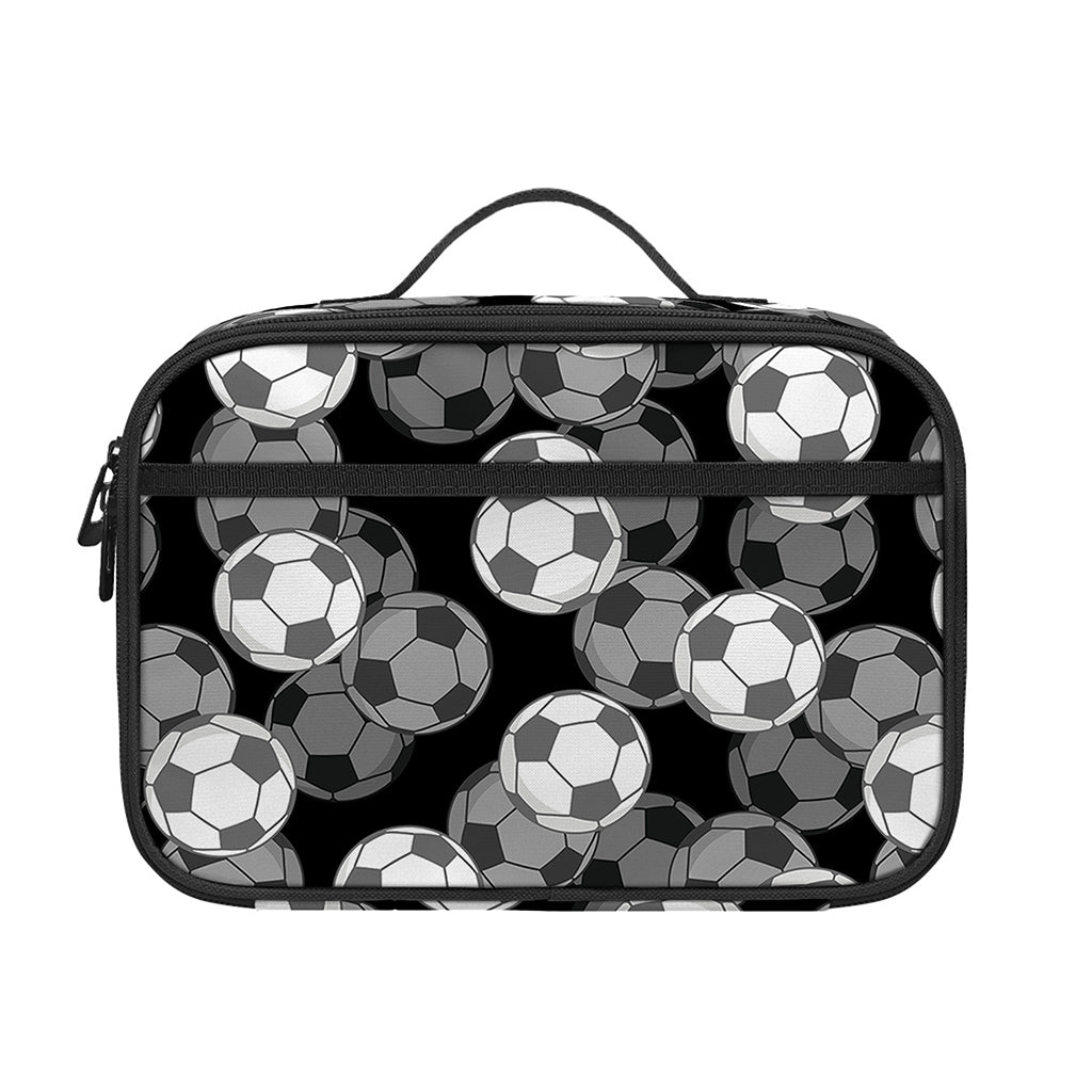 Black And White Soccer Ball Print Portable Lunch Bag